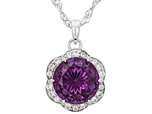 Zandrite and White Zircon Rhodium Over Sterling Silver Pendant with Chain