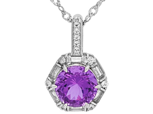 Zandrite and White Topaz Rhodium Over Sterling Silver Pendant with Chain