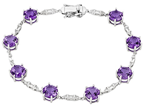 Zandrite and White Topaz Rhodium Over Sterling Silver Bracelet 14.58ctw - Size 8