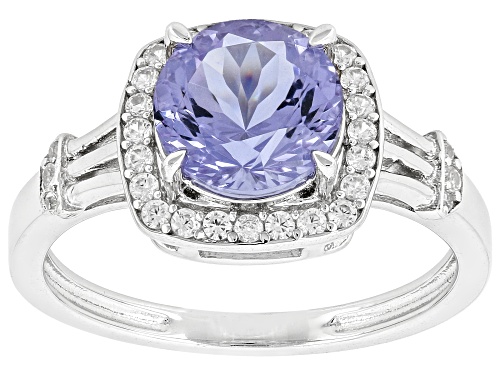 Zandrite and White Zircon Rhodium Over Sterling Silver Ring 1.93ctw - Size 8
