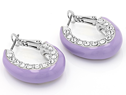 Off Park® Collection, Crystal & Multi-Color Enamel Silver Tone Set of 5 Hoop Earrings