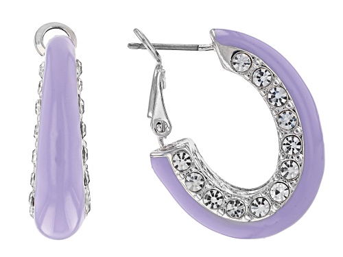 Off Park® Collection, Crystal & Multi-Color Enamel Silver Tone Set of 5 Hoop Earrings