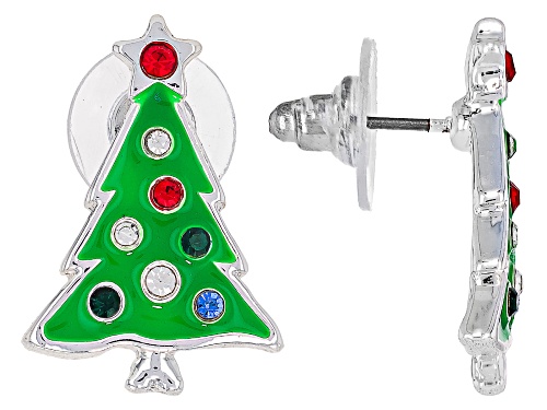 Off Park ® Collection, Multi-Color Crystal, Gold & Silver Tone Set Of 12 Christmas Theme Earrings