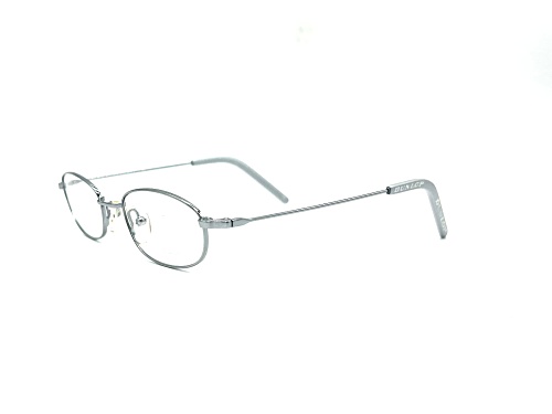 Dunlop DU405 Silver Tone with Gray Accent Oval Frames / Clear Demo Lenses Eyeglasses