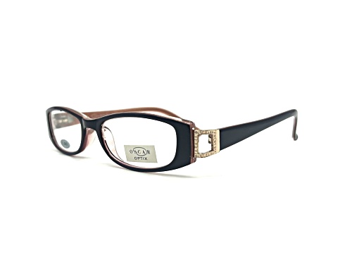 OSCAR Optix by OSCAR de la RENTA Women's Red with Crystal Detail Oval Eyeglasses Readers +1.00