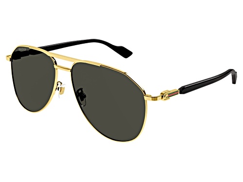 Gucci Gold/Gray Aviator Unisex Sunglasses