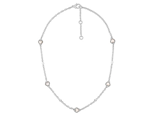 Judith Ripka Heart Mother-Of-Pearl and Bella Luce® Rhodium Over Sterling Silver Station Necklace - Size 18