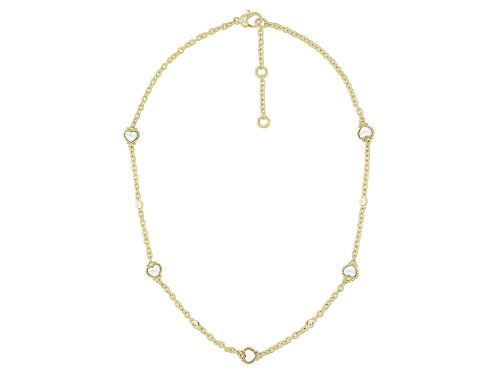 Judith Ripka Heart Mother-Of-Pearl and Bella Luce® 14K Gold Clad Station Necklace - Size 18