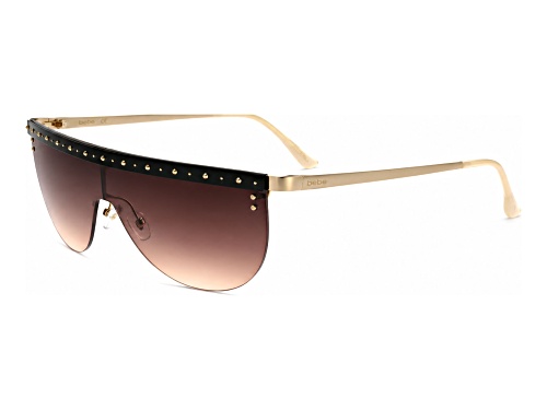 BEBE Shiny Light Gold Shield Frame / Brown Gradient Lenses Sunglasses