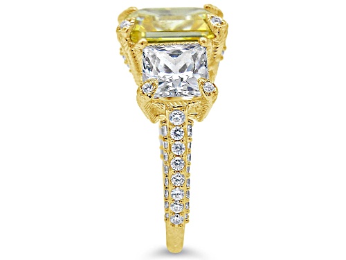 Judith Ripka 6.67ct Canary and 5.12ctw White Bella Luce Diamond Simulant 14K Gold Clad Ring - Size 11