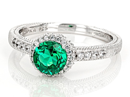 Judith Ripka 1.30ct Emerald Simulant & 1.65ctw Bella Luce® Rhodium Over Sterling Silver Halo Ring - Size 11
