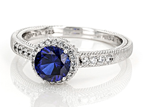 Judith Ripka 1.70ct Lab Sapphire & 1.65ctw Bella Luce® Rhodium Over Sterling Silver Halo Ring - Size 11