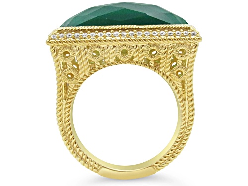 Judith Ripka 5ct Green Onyx And 0.45ctw Bella Luce Rhodium Over Sterling Silver Ring - Size 6