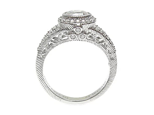 Judith Ripka 2.55ctw Bella Luce Diamond Simulant Rhodium Over Sterling Silver Halo Open Design Ring - Size 6
