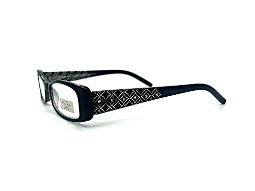 OSCAR Optix by OSCAR de la Renta Black with Filagree Detail on Arms Eyeglasses Readers +1.00
