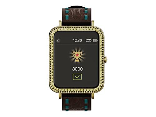 Wrangler Smart Watch WRZ12L-211RV Square Yellow Bezel With Brown Strap With Blue Stitching