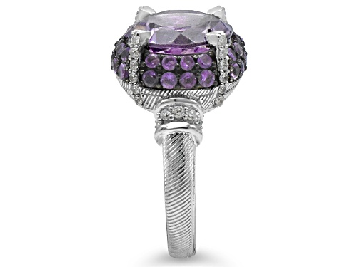Judith Ripka 5.44ctw Amethyst And 0.38ctw Bella Luce Rhodium Over Sterling Silver Ring - Size 10