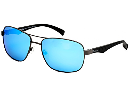 Timberland Men'S Matte Gunmetal/Blue Rectangular Sunglasses