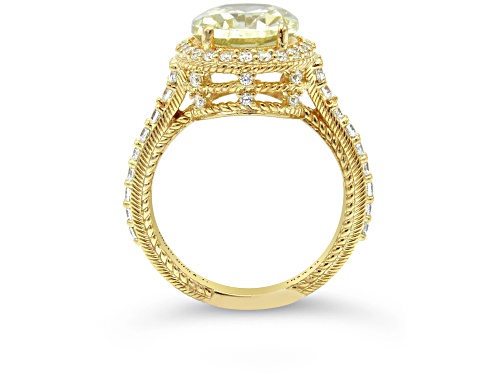 Judith Ripka 6.24ct Canary and 1.29ctw White Bella Luce 14K Gold Clad Ring - Size 10