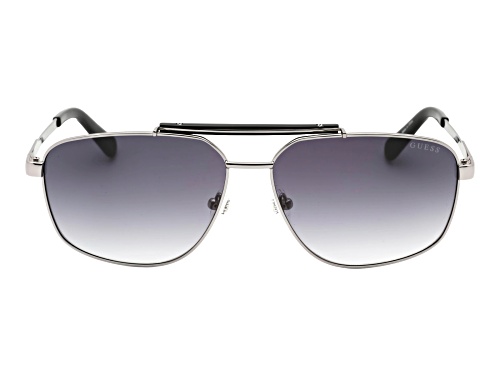 Guess Shiny Dark Nickel Frame / Gradient Smoke Lenses Sunglasses