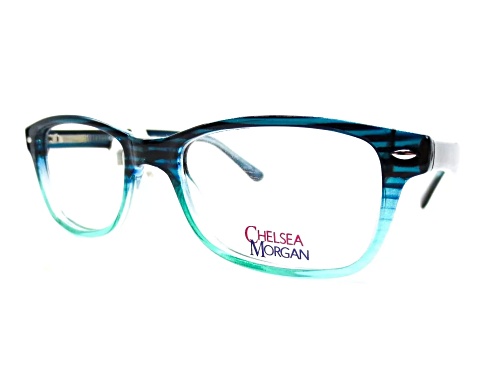 Chelsea Morgan 6001 Blue Rectangular Frame / Clear Demo Lenses Eyeglasses