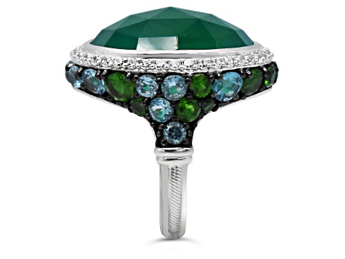 Judith Ripka Multi Gemstone Rhodium Over Sterling Silver Ring - Size 5