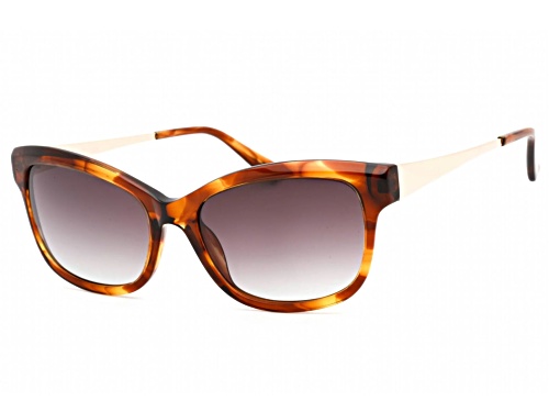 Anne Klein Mocha Horn Cat Eye Frame / Green Gradient Lenses Sunglasses