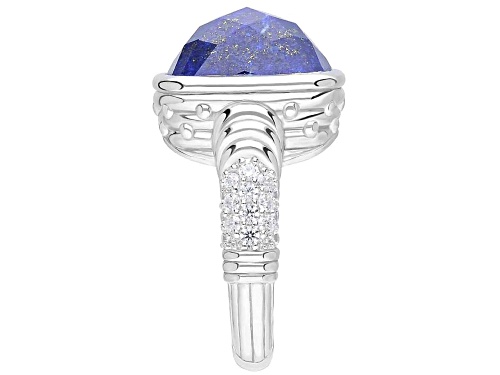 Judith Ripka Blue Lapis and 0.85ctw Bella Luce® Rhodium Over Sterling Silver Statement Ring - Size 8