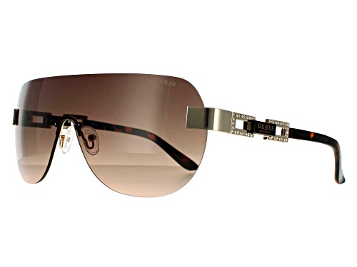 Guess Gold and Brown Tortoise/Brown Shield Sunglasses