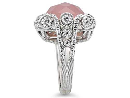 Judith Ripka 10.5ct Pink Chalcedony And 2.36ctw Bella Luce Rhodium Over Sterling Ring - Size 11
