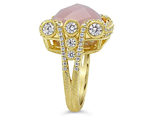 Judith Ripka 10.5ct Pink Chalcedony And 2.36ctw Bella Luce 14K Gold Clad Ring - Size 11