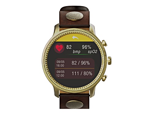 Wrangler Smart Watch WRZ20L-245RV Round Antique Gold Tone with Brown Wrangler Rivet Strap