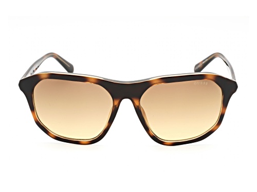 Guess Dark Havana Square Frame / Gradient Brown Lenses Sunglasses