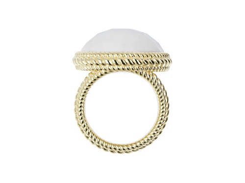 Judith Ripka White Agate 14K Gold Clad Verona Ring - Size 6