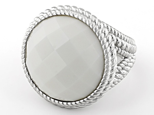 Judith Ripka White Agate Rhodium Over Sterling Silver Verona Ring - Size 6