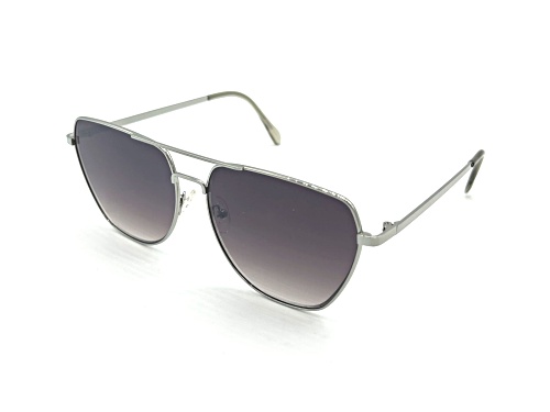 BCBG Silver Tone/Gray Gradient Aviator Sunglasses