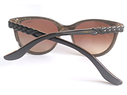 Vogue Women's Brown Glitter Cat Eye Frame / Brown Lenses Sunglasses