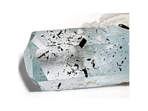 Aquamarine Crystal With Black Tourmaline and Albite 3.70x1.93cm Specimen