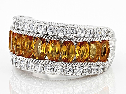 Judith Ripka 2.25ctw Citrine & 2.80ctw Bella Luce® Rhodium Over Sterling Silver Textured Band Ring - Size 6
