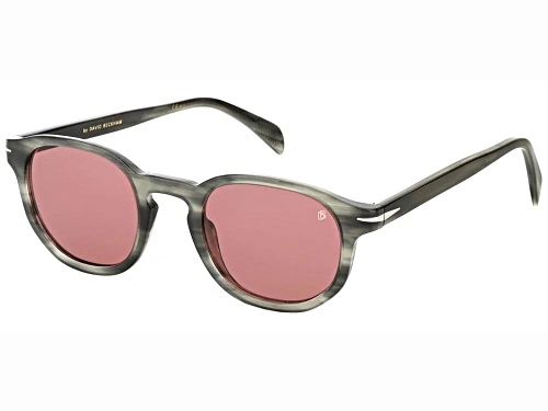 David Beckham Gray Horn Round Frame / Pink Lenses Sunglasses