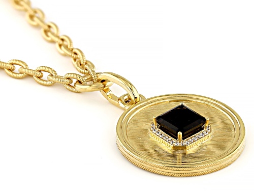 Judith Ripka 3.7ct Smoky Quartz and 0.35ctw Bella Luce® Diamond Simulant 14K Gold Clad Necklace - Size 18