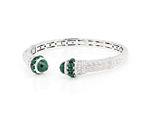 Judith Ripka 8.50ctw Malachite and 1.00ctw Bella Luce® Rhodium Over Sterling Silver Cuff Bracelet - Size 7
