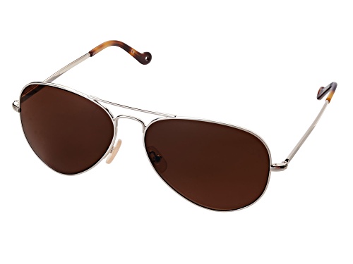 McCallister Silver Tone/Brown Aviator Sunglasses