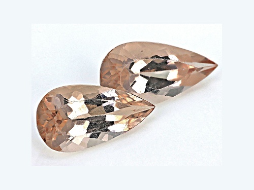 Peach Morganite 13.5x7.0mm Pear Shape Matched Pair 4.48ctw