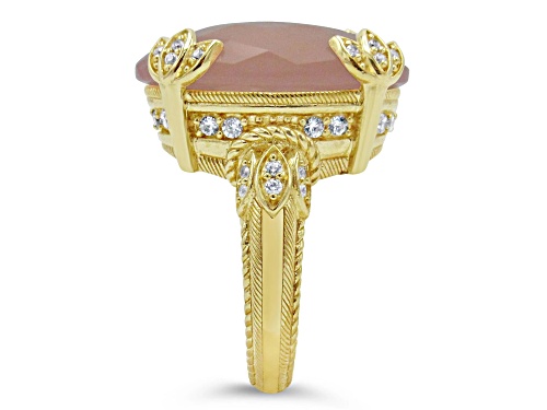 Judith Ripka 13ct Pink Chalcedony And 0.75ctw Bella Luce 14K Gold Clad Ring - Size 11