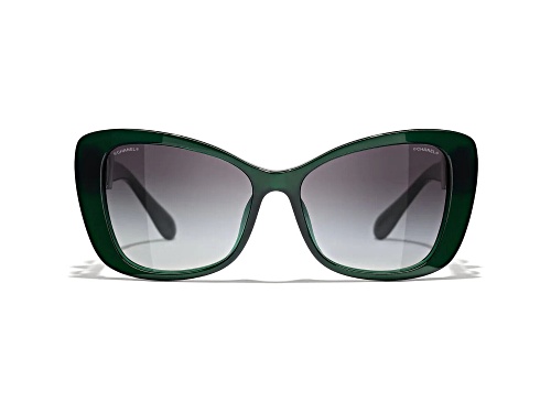 Chanel Dark Green/Gray Gradient Butterfly with Button Detail Sunglasses