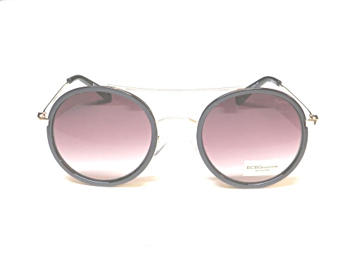 BCBG Round Gold Tone and Black Frame/ Brown Plum Lenses Sunglasses