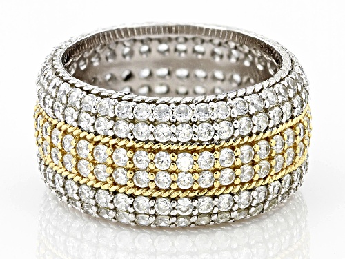Judith Ripka 6.2ctw Bella Luce® Two-tone Rhodium Over Sterling Silver and 14K Gold Clad Ring - Size 8