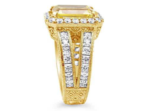 Judith Ripka 11.21ctw Canary and White Bella Luce® Diamond Simulant 14k Gold Clad Ring - Size 11