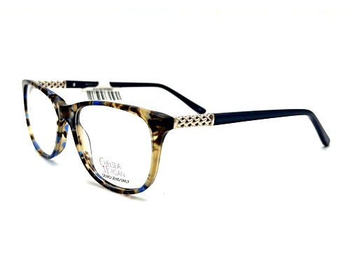 Chelsea Morgan Blue and Brown Tortise Cat Eye Frame / Clear Demo Lenses Eyeglasses
